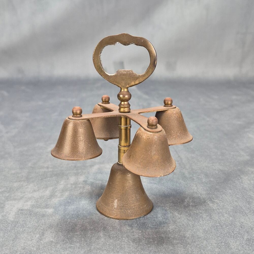 Vintage Brass Bell Alter Hand Bell Sanctuary Communion Church Bells Set of 5